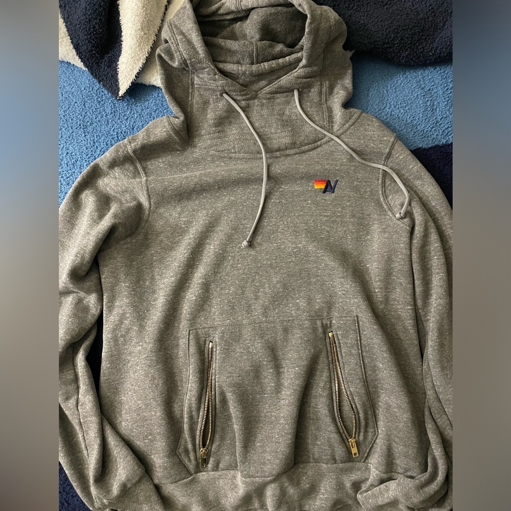 Aviator Nation Ninja Pullover Hoodie. Gray. Size Large